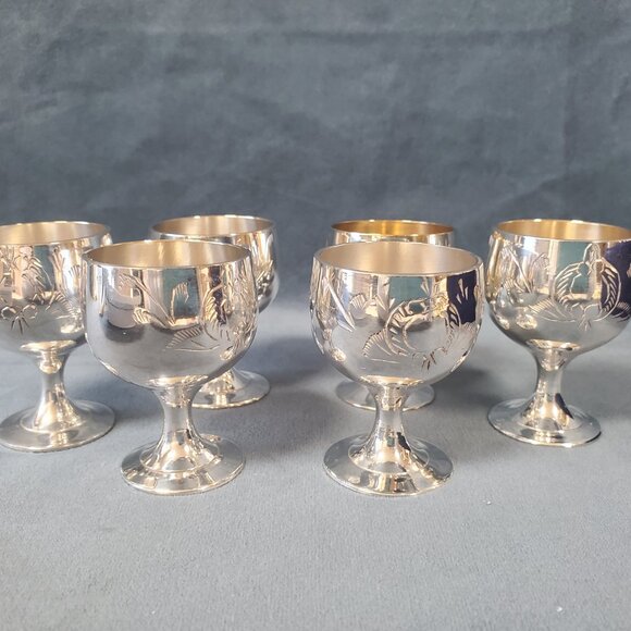 Miniature Silver-Plated Cups – suited for serving liqueurs - Picture 2 of 7